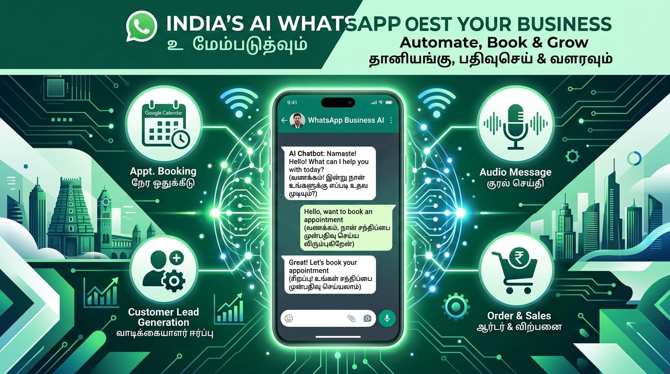 AI WhatsApp Chatbot for Indian Businesses - Automate, Book and Grow with NanbaChatbot